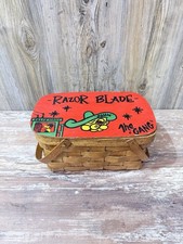 OOAK Peaky Blinders Folk Art  Painted Basket Razor Blade The 