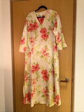 Oscar De La Renta M Floral Satiny Kaftan House Robe Dress