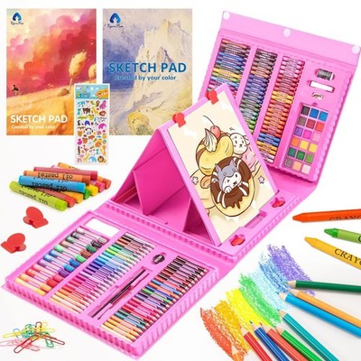 VigorFun Art Supplies, 240-Piece Drawing Kit, Gifts for Kids Medium, Pink