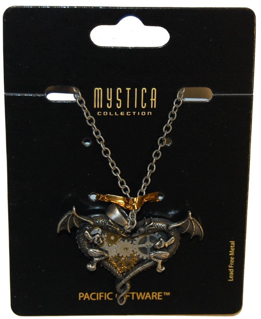 Accesorio Disfraz Collar Steampunk Corazón Doble Dragón