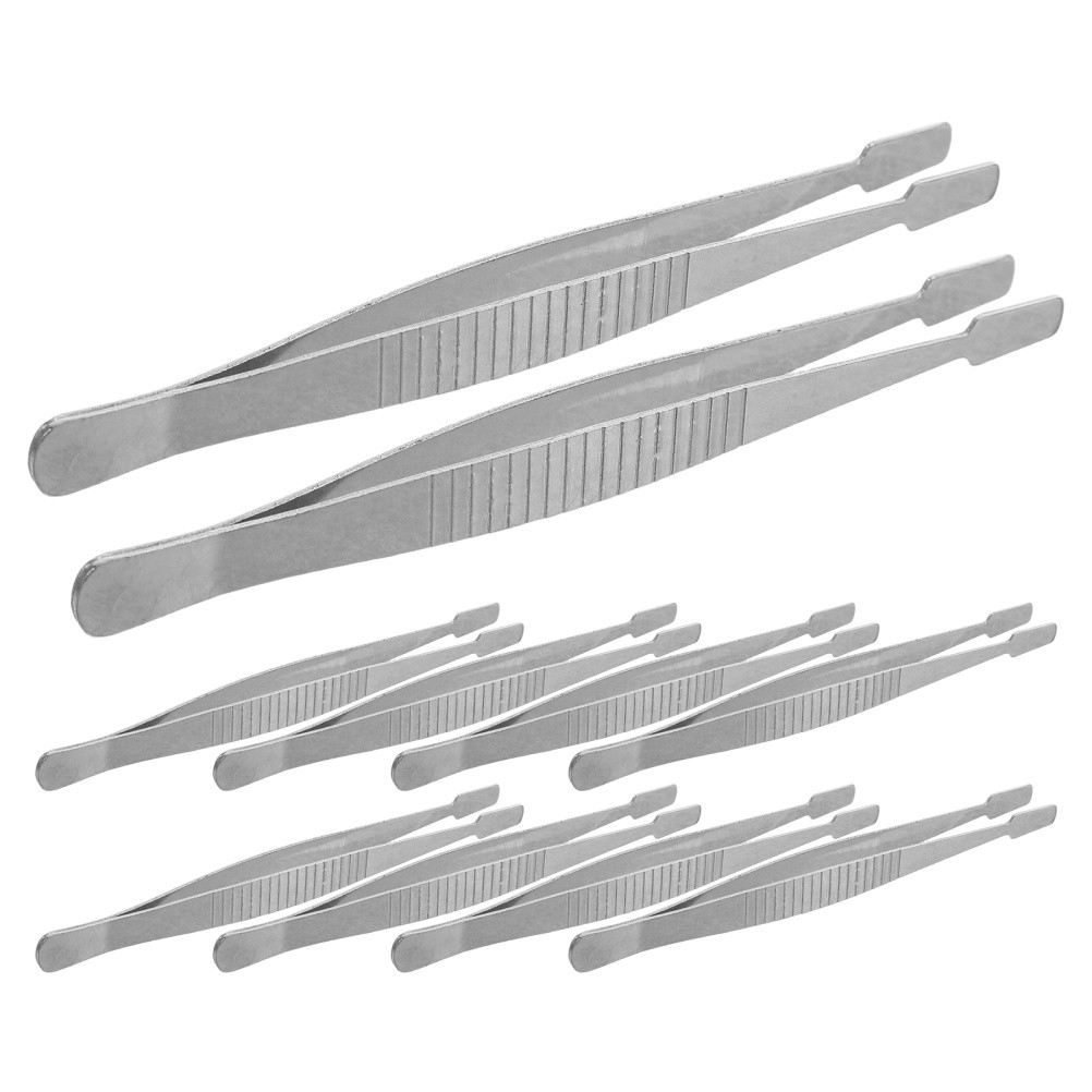  10 Pcs Tweezers for Stickers Stamp Flat Wide Stainless Steel Locking