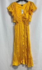 Express Women's Gold Plissé Cut-Out Dress S NWT