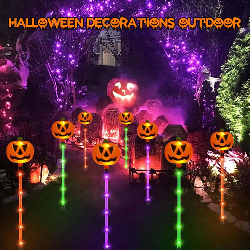12 Pack Solar Pumpkin Lights Halloween Decorations Outdoor Waterproof Pathway - Picture 7 of 12