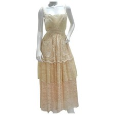 Dolce and Gabbana D&G light pink tiered wedding maxi lace dress IT38 UK6-8 US2-4