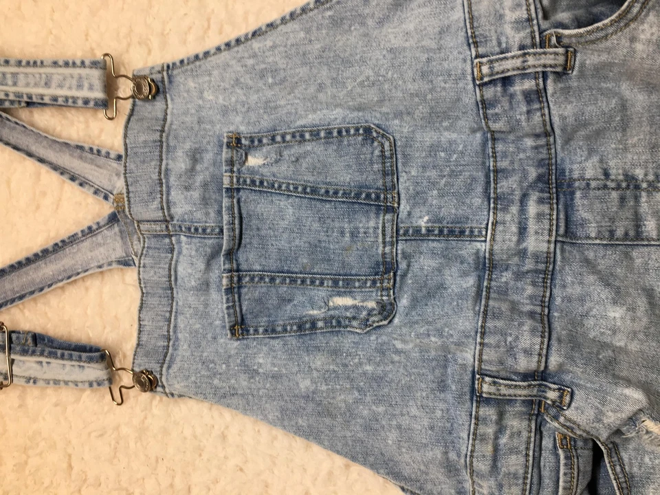 Maurices Overall Shorts Womens Large Distressed Ripped Denim Jean Adjustable - Image 3 of 4