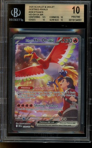 BGS 10 PRISTINE Pokemon Ethan’s Ho-Oh EX Destined Rivals Illustration 230/182