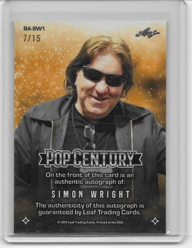 SIMON WRIGHT AC/DC Drummer 2025 Leaf Pop Century Signature Auto ...