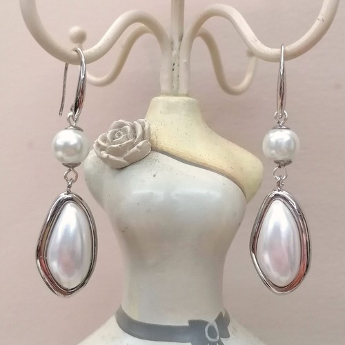 Orecchini argento 925, Perla E Cabochon Perla