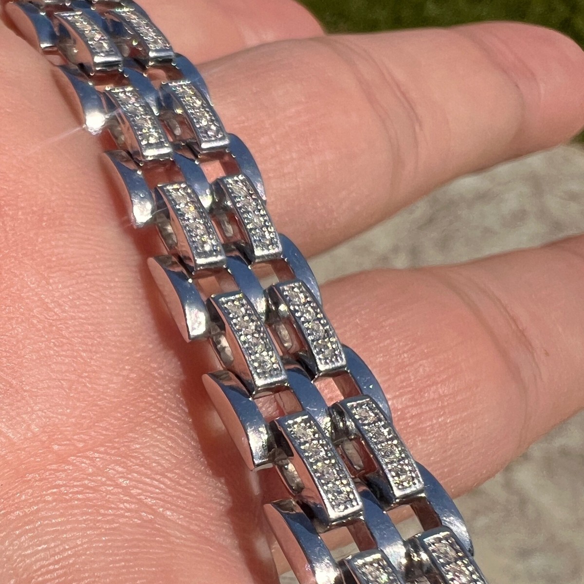 Mens 925 Sterling Silver Presidential ID Bracelet Hip Hop Mens 925 Sterling Silver Presidential ID Bracelet Hip Hop