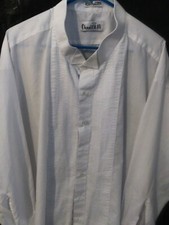 CHAPLIN Mens White Pleated Tuxedo  Formal Dress Shirt 4XL 33-34 Imported Fabric