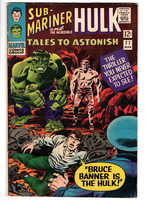 TALES TO ASTONISH #77 (1966) - GRADE 6.5 - BRUCE BANNER IS THE HULK - NAMOR!