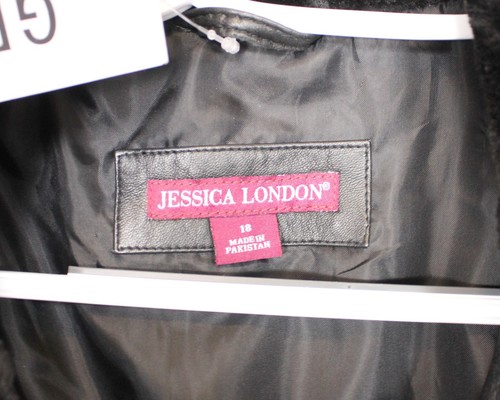 Jessica London Women's Genuine Leather Coat - Mid Length Size 18 Black - Picture 3 of 7