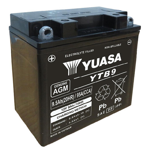 Batterie für Brixton Felsberg 125 X CBS 2019 YUASA YB9-B / YTB9 AGM geschlossen - Bild 1 von 3