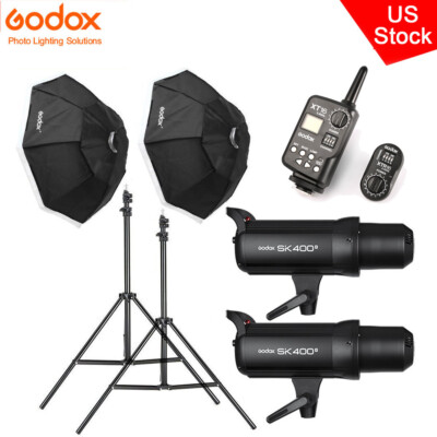 US 2*Godox SK400II Studio Flash+XT-16 Trigger+95cm Softbox Stand For Canon Sony