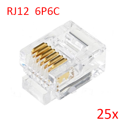 Conector Rj12 25pcs RJ12 6P6C Modular Plug Connector For RJ12 Telephone Cord | eBay