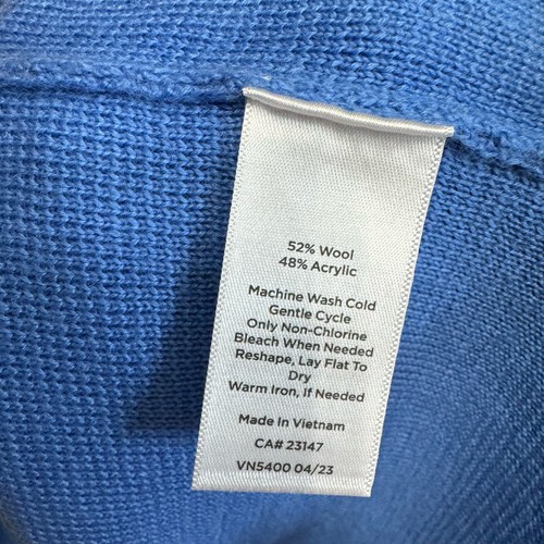 Talbots Knit Polo Sweater Wool blend Blue Minimalist Mature Casual Women's Large - Foto 9 di 9