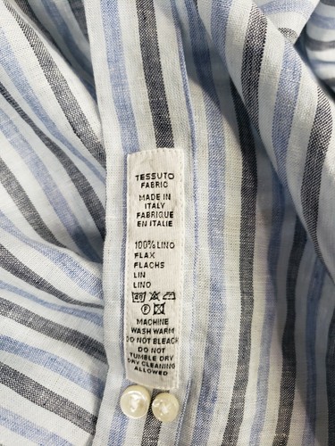 Mastai Ferretti Men's Long Sleeve Button Up Shirt Size XXL Blue Black Stripe - Picture 7 of 9