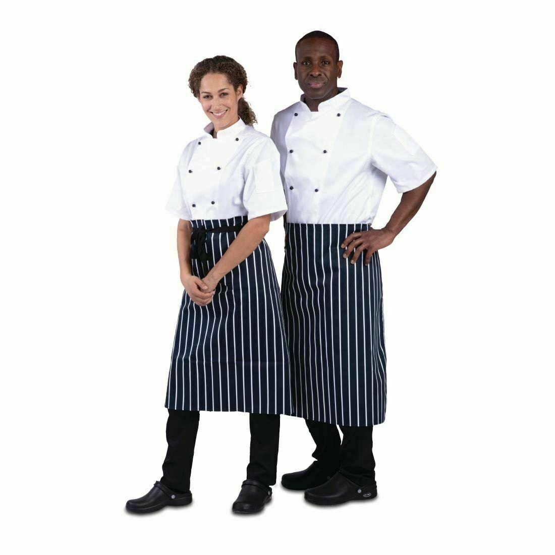 Butchers Stripe Catering Waist Apron Unisex Blue Whites Chef Clothing 30 x 36""