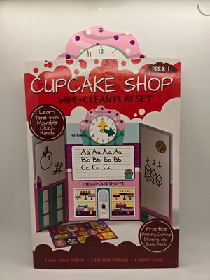 Cupcake Shop Wipe-Clean Play Set Pre K-1 Grade Educational Activity Book Clock