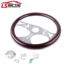 Racing 380mm 15" Classic Wood Grain Deep Dish with Hollow Angel Steering Wheel