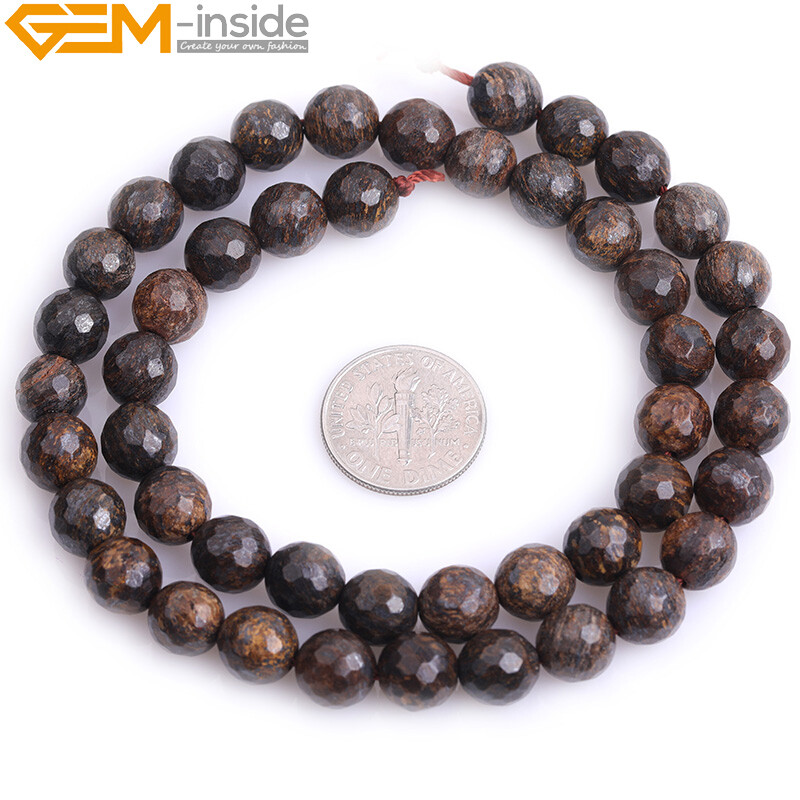 Natural Brown Bronzite Faceted Round Beads – 8mm, Loose Gemstone Beads For Jewelry Making, 25+ Pieces, GEM-inside