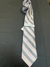 RYAN SEACREST DISTINCTION Gray Pink Striped Neck Tie NEW Necktie