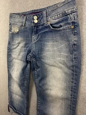 VIGOSS Collection Juniors' Size 5 w29 Blue Denim Cuffed Capri Jeans