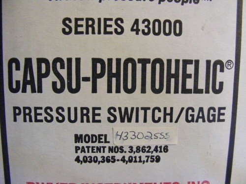 NIB DWYER SERIES 4300 CAPSU-PHOTOHELIC PRESSURE SWITCH GAUGE 43302555 - Picture 4 of 4