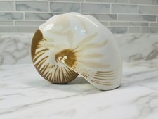 Nautilus Shell Toothbrush Holder Ceramic Brown Pink Cream Sea Ocean Beach Theme