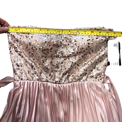 AS U WISH Sequin Strapless Pleated Mini Dress Juniors Medium Pink Party Prom NEW - Picture 14 of 17
