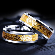 Anillo Banda Masónica Masónica Oro Acero Inoxidable Punk Rock Motociclista Joyería Para Hombres