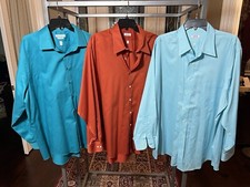 Lot of 3 IZOD Wrinkle Free Twill, Van Heusen Lux Sateen 18 18.5 34/35 L/S Shirts