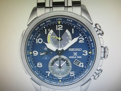 seiko men's solar chronograph prospex world time stainless steel bracelet watch 42mm ssc508