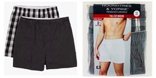 2-Pack of Roundtree  Yorke Big Man 100 Cotton Full-Cut Boxers, Black  White