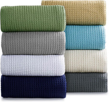 Navy Blue 100 Cotton Waffle Blanket Queen Size - Lightweight  Breathable 90x90