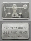 B414  Vintage 1974 Mount Everest Mint LIBRA Zodiac 1oz .999 Fine Silver Bar