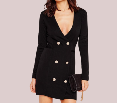 Missguided Gold Button Bodycon Blazer Dress Black UK 8 RRP 40 LN017 VV 03  | eBay