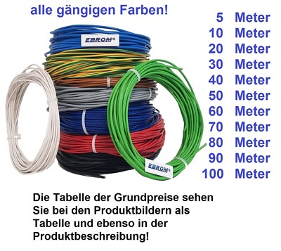 Aderleitung Litze PVC Kabel H07V-K 2,5 mm² flexibel oder H07V-U 2,5 mm2 starr
