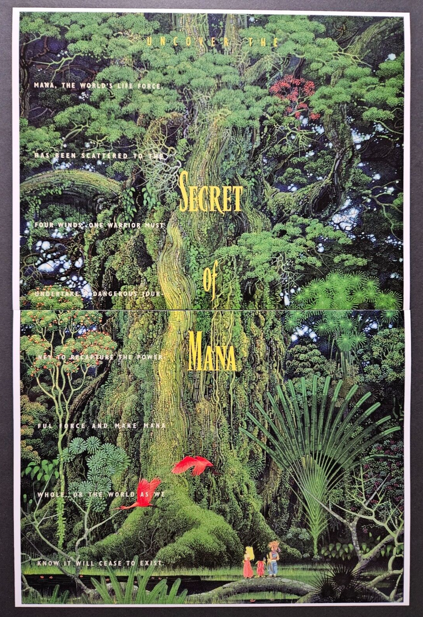 Secret of Mana Super Nintendo SNES 2-Page Promo Ad Print Art Wall