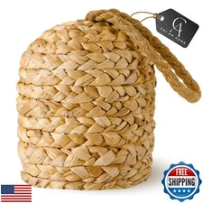 CHI AN HOME 4.4lb Natural Wicker Door Stopper, Floor-Friendly, Rustic Cylinde
