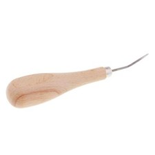 Sewing Awl Curved Awl with Wooden Handle, Hand Stitcher for Leather Work