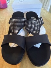 Onex Maggi Black Elastic Silde Wedge w Stones Sandal Women's sizes 9M