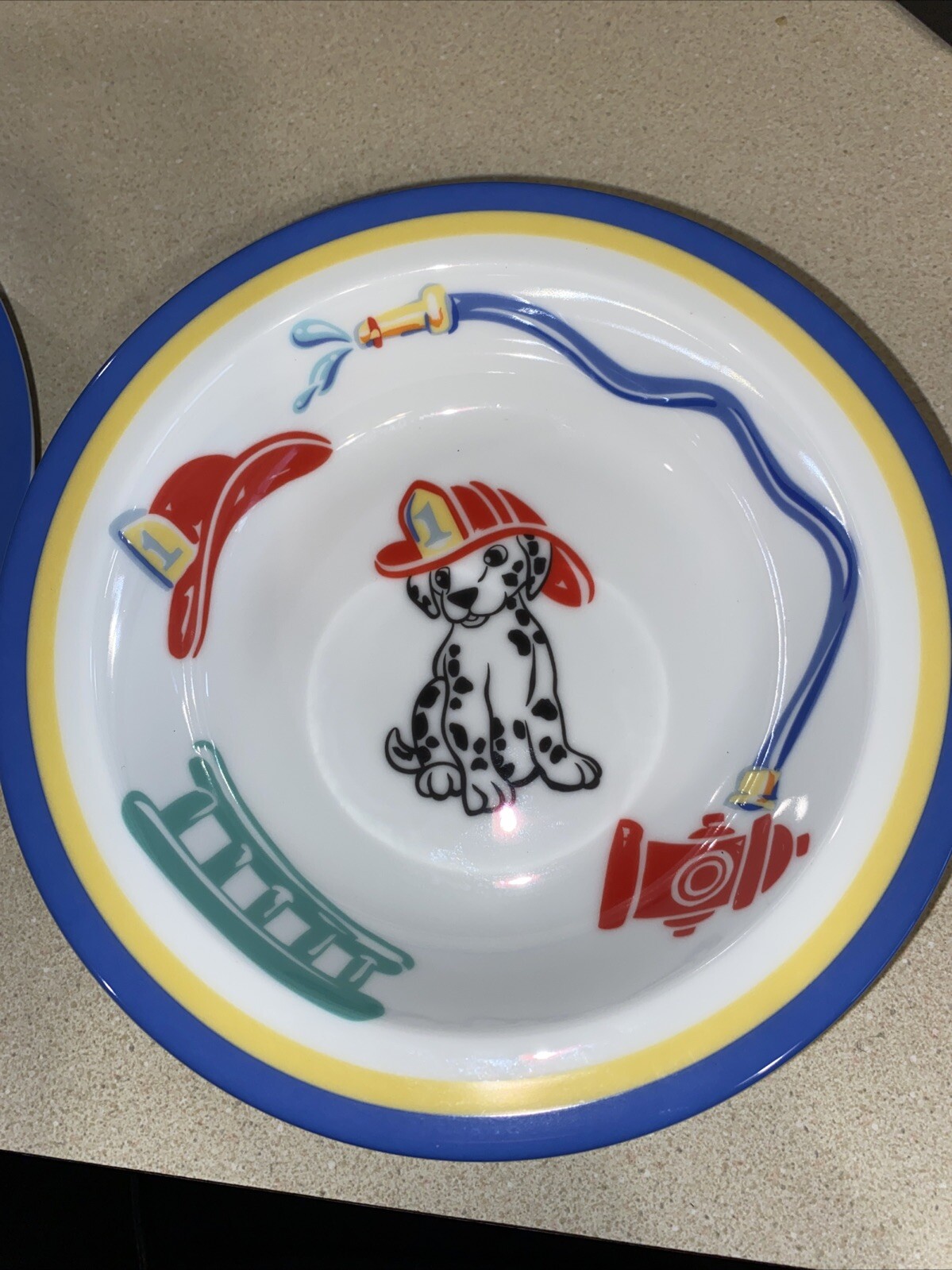 Tiffany Fire Station Plate And Bowl Set. No Chips Or Crazing.