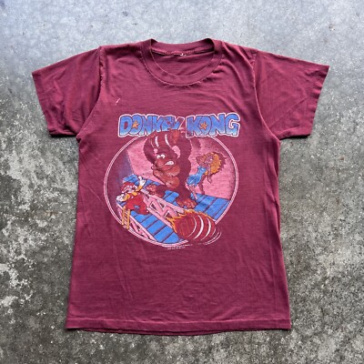Vintage 1981 80s Nintendo Donkey Kong Thin Graphic T Shirt red