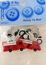 Dress It Up Ready To Roll Buttons - Fire Police Car Motorcycle Helicopter - 115