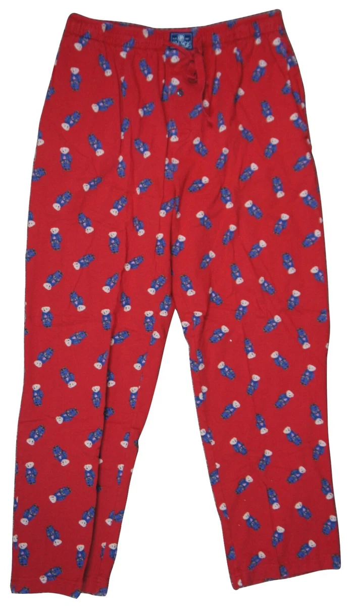 Vtg Polo Ralph Lauren Cotton Teddy Bear Red Flannel Mens Pajama Pants  Sweats M