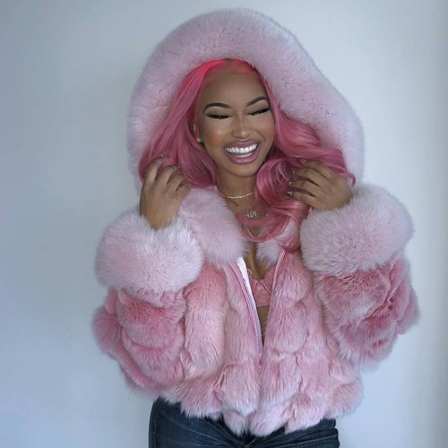 Women's Whole Skin Real Fox Fur Coat Winter Warm Jacket Hooded Thick Overcoat