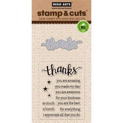 Hero Arts Stamp and Cut Thanks Stamp with Matching Die Cut Set DC152 NEW