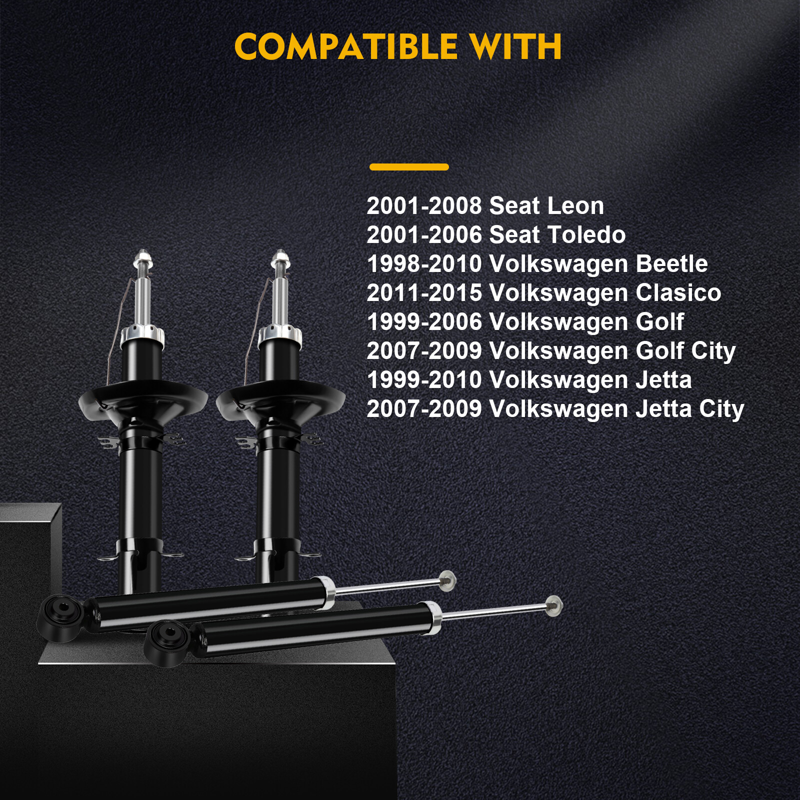 Front & Rear Shocks Struts Complete Set for 1999-2005 Volkswagen Jetta