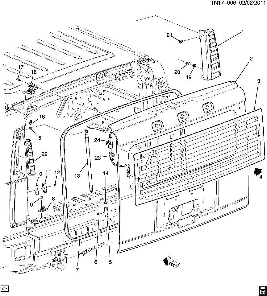 Hummer H2 SUV 2003-2009 ventana trasera vidrio con descongelación exportación sin tintar 15909803 Foto 4 de 4